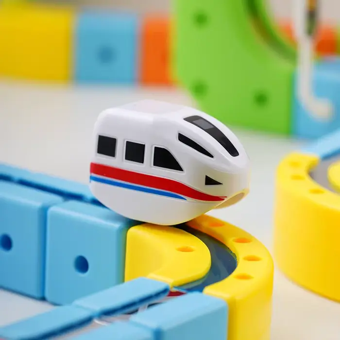 Voiture électrique magnétique polyvalente à assembler sur rail, jouet de construction 3D, rails en cubes, meilleur cadeau éducatif