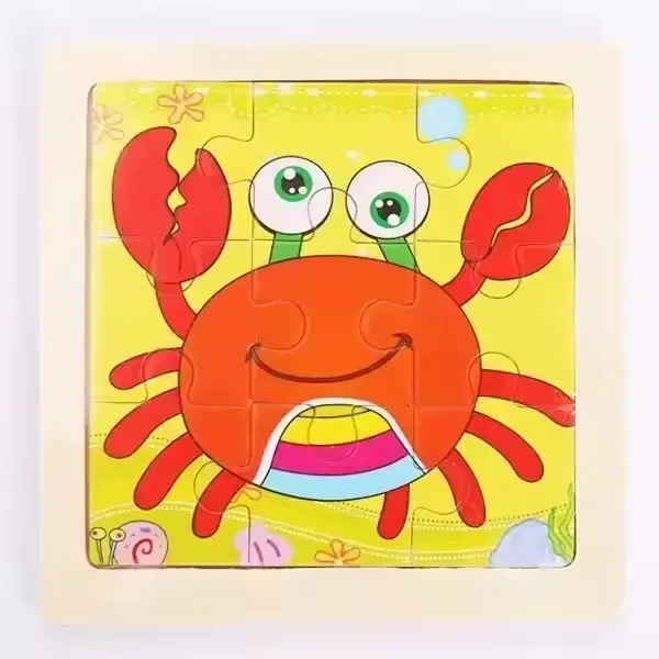 Puzzle en bois d'animal de dessin animé 15x11cm, Puzzle d'intelligence en bois, jouets éducatifs d'a