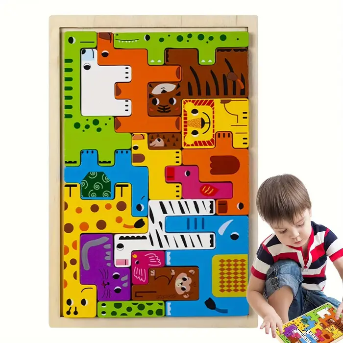 Puzzle en bois géométrique pour enfants Tangram d'animaux et véhicules occasion spéciale jours des enfants