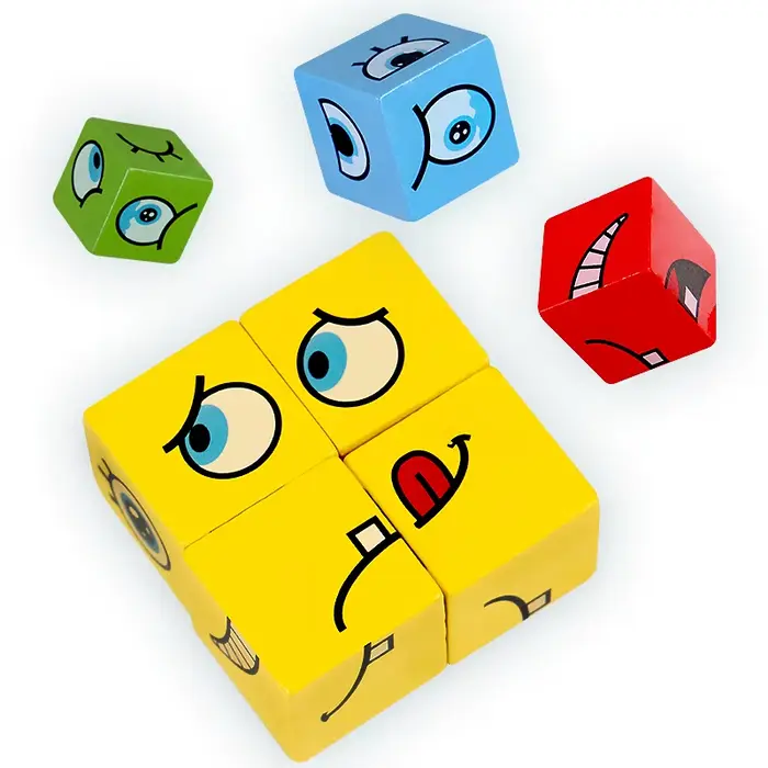 Grand ensemble de jouets éducatifs d'apprentissage, cartes, Puzzle émoticônes, Cubes de changement d