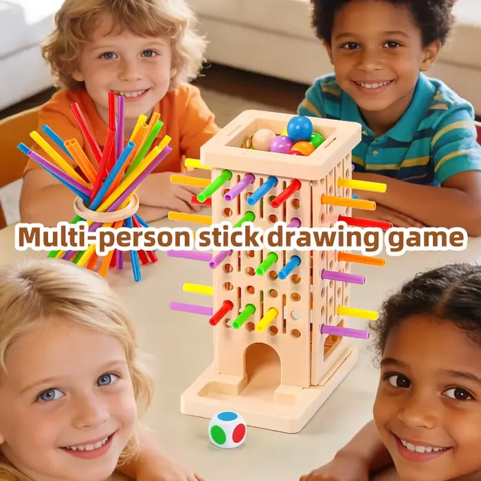 Jeu de tirage de bâtonnets Montessori - Jouet coloré pour développer la motricité fine