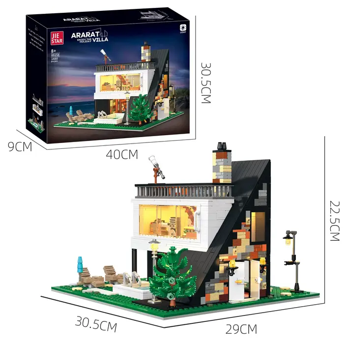 ARARAT VILLA Piscine Terrasse pour observer les étoiles Modèle de rue MOC Puzzles Architecture Assemblage créatif Jouets d'anniversaire Cadeaux