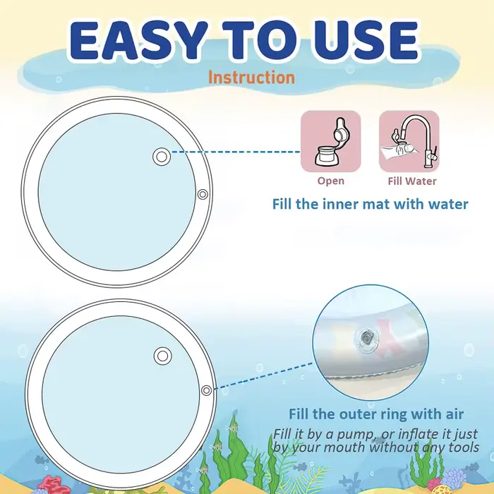 Tapis de jeu d'eau en PVC pour bébé grande surface univers aquatique pour exploration et développement moteur sensoriel occasions spéciales