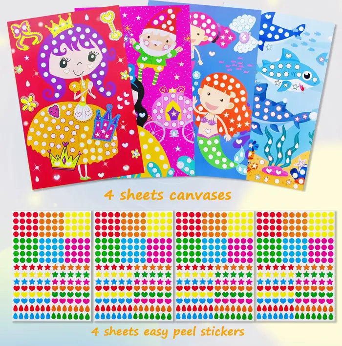 Livre de coloriage à points pour enfants, bricolage, dessin d'animaux, mosaïque, Puzzle, autocollant