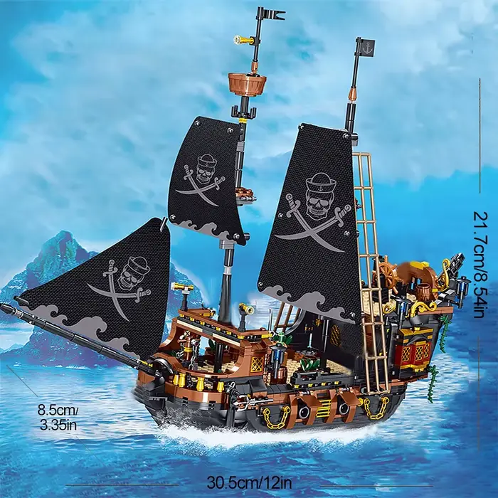 Blocs de construction de bateaux pirates, modèle de voilier, série de briques sur le thème du trafic