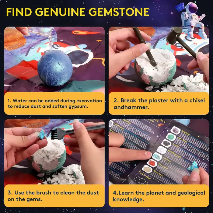 Archéologie pour enfants creuser trésor planète gemme minerai Exploration du système solaire minier Science éducation jouets éducatifs