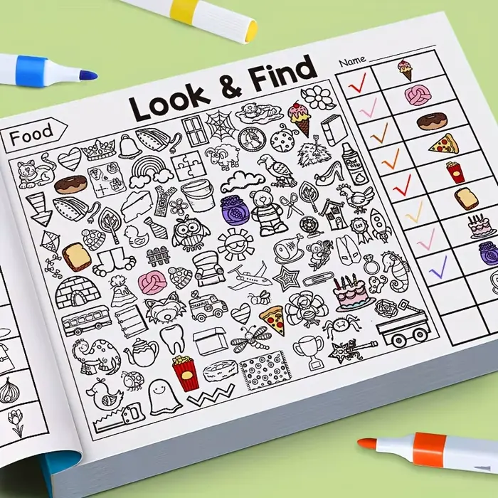 Livre de puzzle visuel avec activités de recherche de couleurs et de formes pour enfants âgés de 3 à 12 ans occaions spéciales fantaisie science-fiction animaux nature transport