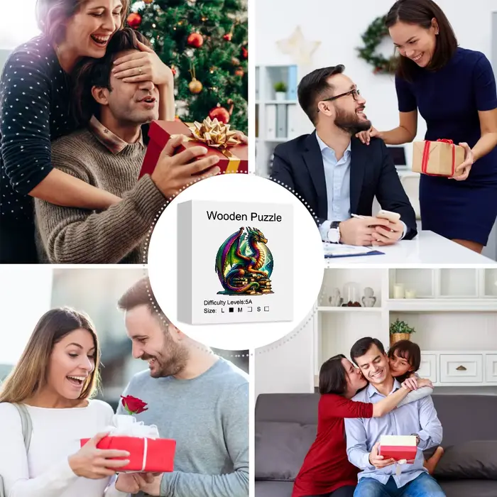Puzzle en bois pour adultes, puzzles de dragon magique, cadeaux de vacances spéciaux pour amis, famille, décoration de maison d'art moderne