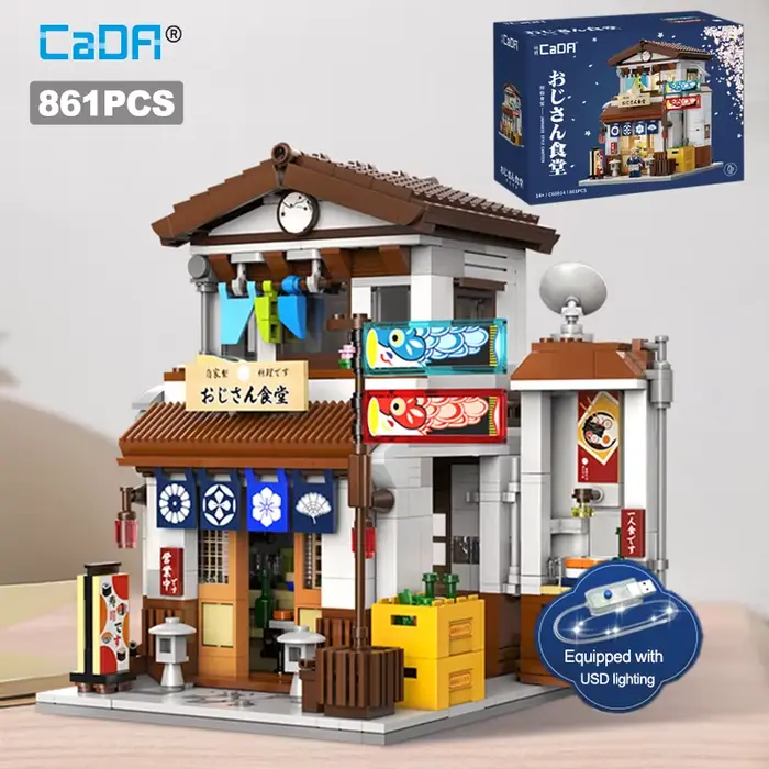 Cada LED ville Style japonais cantine maison Architecture blocs de construction fin de nuit