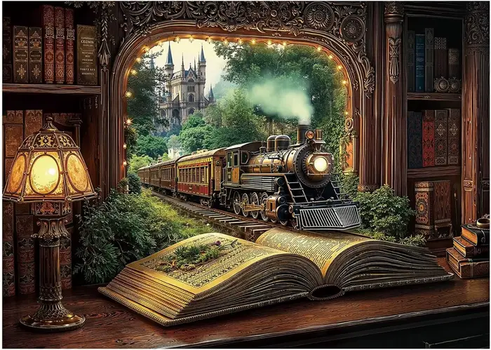 Puzzle pour adultes, Train, livre de forêt, 1000/500/300/120 pièces, Puzzle de paysage, cadeau d'ann
