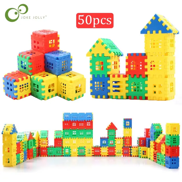 50 pcs/lot blocs de construction bébé paradis maison orthographe puzzle blocs ville bricolage modèle
