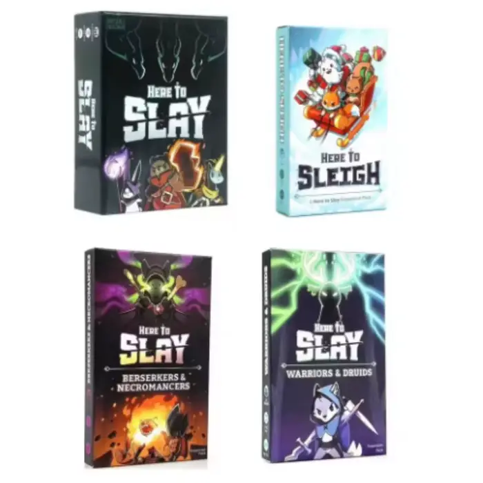 Le plus récent jeu de base TeeTurtle Here to Slay des créateurs des licornes instables Un jeu de cartes stratégiques pour adolescents et adultes noir