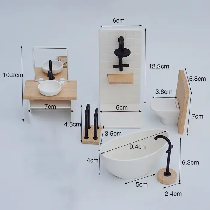 1/12 maison de poupée Simulation lavabo baignoire toilette modèle maison de poupée salle de bain déc