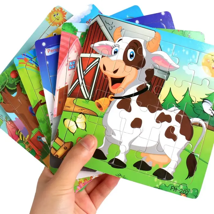 Puzzle 3D en bois de 20 pièces avec personnages de dessins animés et véhicules, jouet éducatif pour enfants de 3 à 6 ans, option de couleurs variées, puzzle éducatif montessori, jouet pour occuper les enfants, cadeau idéal pour anniversaires et fêtes