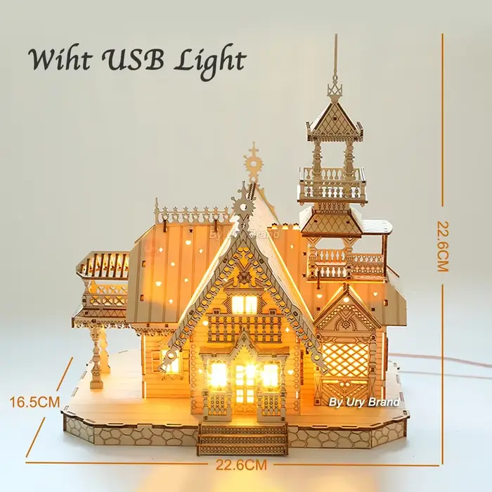 Puzzle 3D en bois château royal maison de villa kit de construction décoration bureau cadeau pour enfant et adulte occasions spéciales