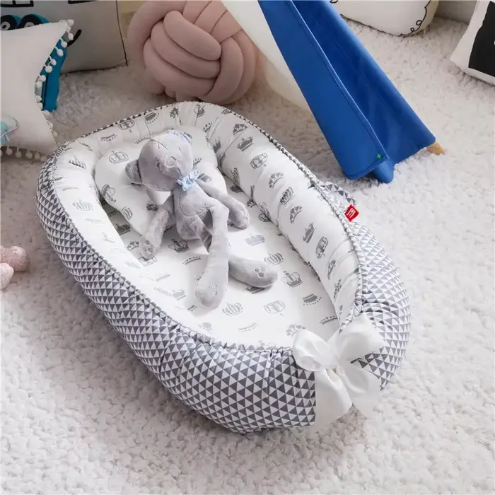 Lit nid pour bébé 85x50cm, avec oreiller, berceau Portable, lit de voyage, berceau en coton pour nou