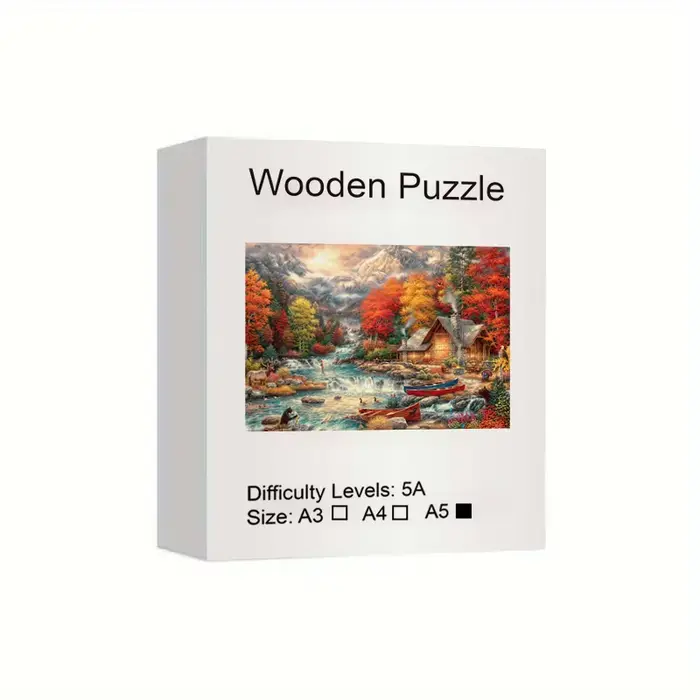 Jouets de puzzle en bois de montagnes d'automne, pièces en forme d'animaux irréguliers, meilleur cad