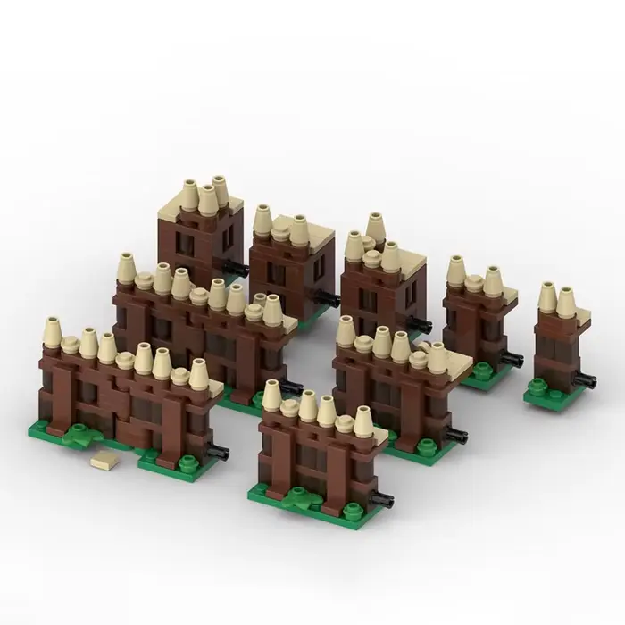Blocs de construction MOC, projet de travail du bois, château miniature avec petite maison et modèle