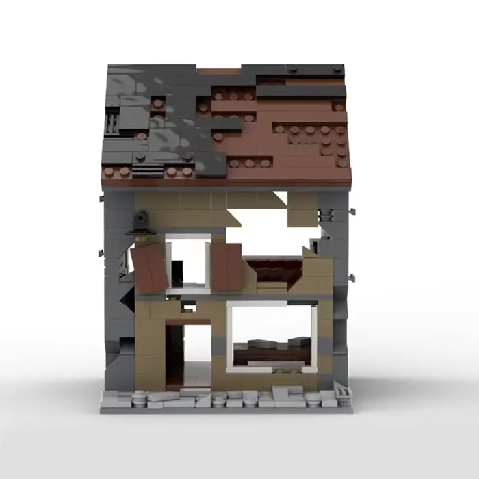 Série de maisons ruines médiévales personnalisables pour scènes de rue, modèle de construction MOC, 