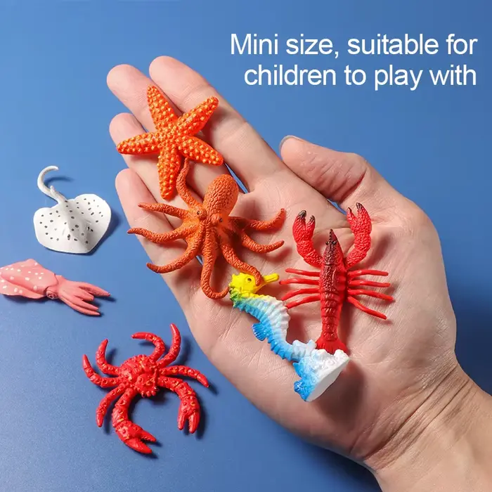 12 pièces/sac Mini Marine océan mer vie ensemble animaux modèle requin tortue crabe dauphin figurine