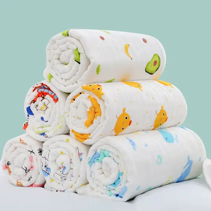 Gant de toilette en gaze à 4 couches pour bébé, serviette de bain pour nouveau-né, peignoir en coton