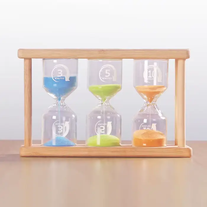 Sablier en bois 3-en-1 de 3/5/10/15/20/30 minutes pour enfants