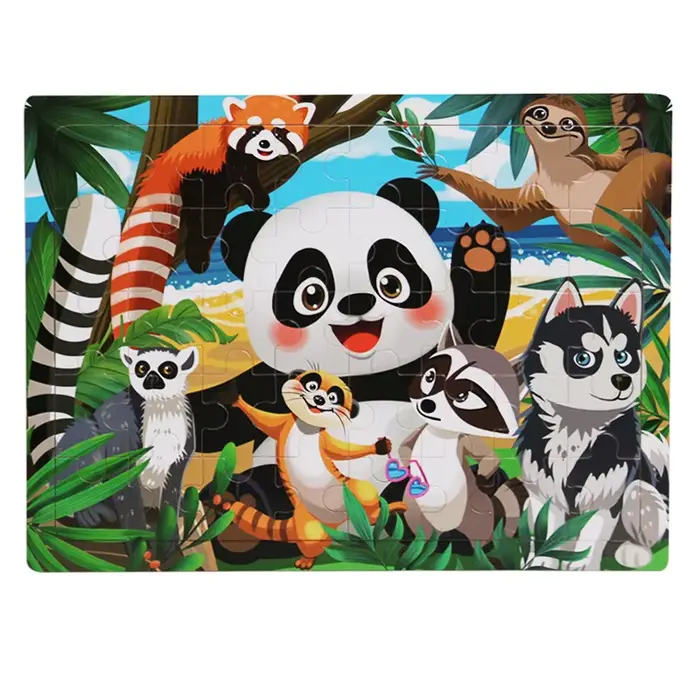 Jouets Montessori pour enfants, 40 pièces, puzzle en bois, dessin animé Animal/véhicule, Puzzle d'in