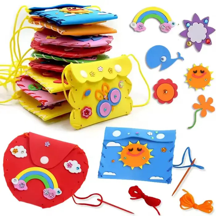 Kit de couture pour sacs à main DIY 5 pièces fournitures pour débutantes cadeaux de fête activités de groupe projet créatif jouet cadeau animaux nature