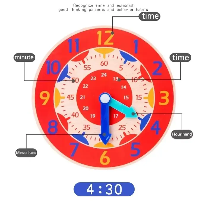 Horloge en bois Montessori pour enfants