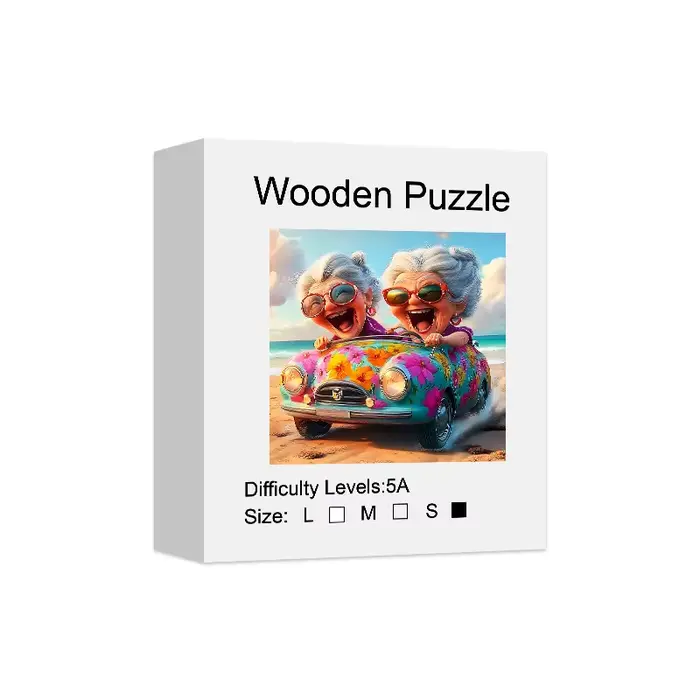Puzzle en bois pour adultes, puzzle en bois pour vieille dame heureuse, puzzle en bois unique de for
