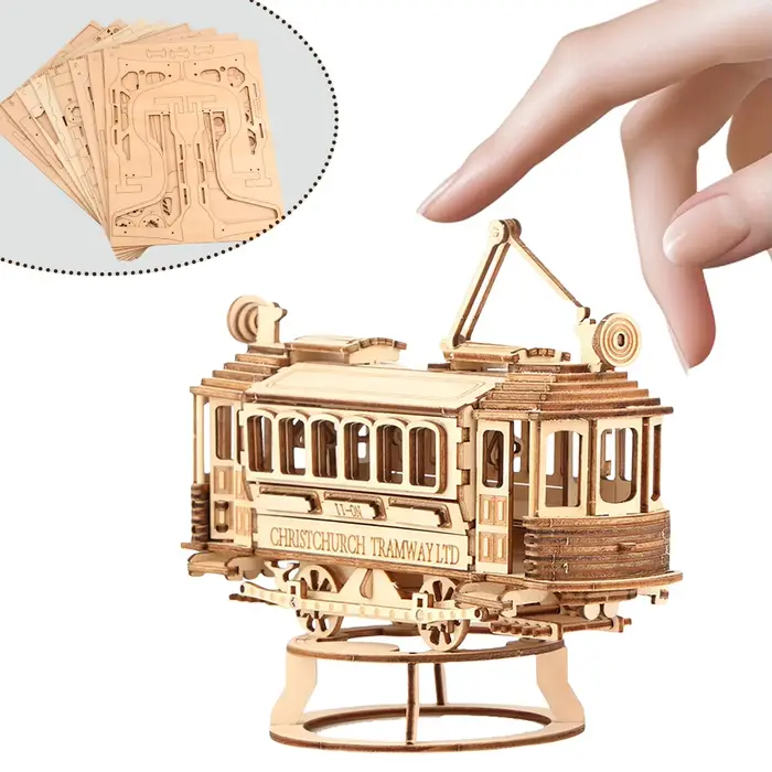 3D rétro Tram modèle Puzzle en bois bricolage