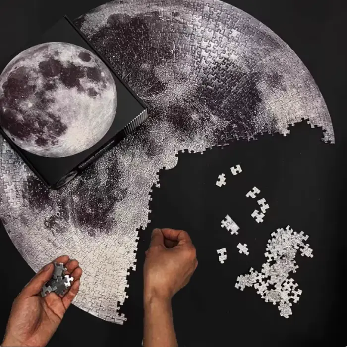 1000 pièces adulte rond lune Puzzle espace thème défi difficile casse-tête apprentissage éducatif amusant jeu