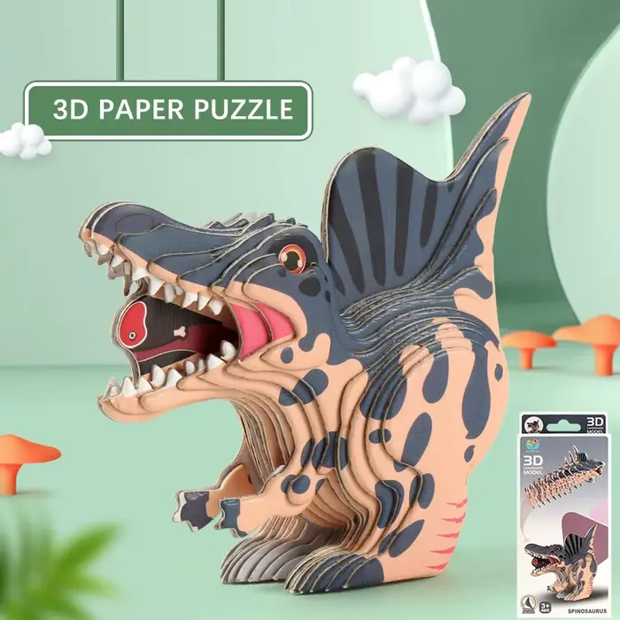 Puzzle en papier dinosaure 3D pour enfants, jouets Montessori, bricolage amusant, assemblage manuel,