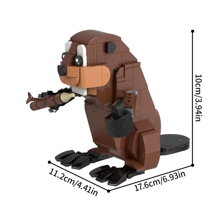 MOC – blocs de construction de castor mignon, modèle de castor, briques d'animaux, jouets éducatifs 