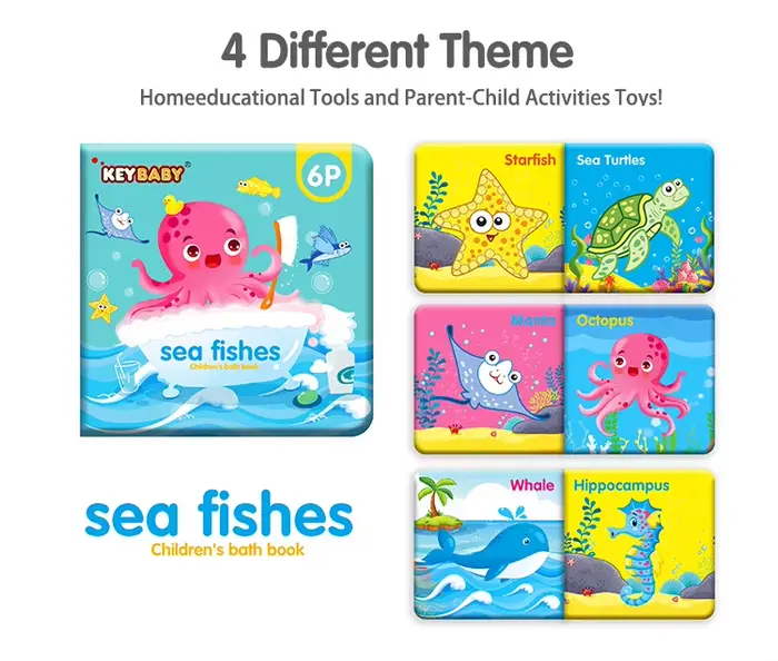 Livres de bain de dessin animé EVA doux pour bébé, avec sifflet BB, jouets de salle de bain éducatif