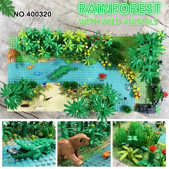 Plaques de Base forêt tropicale herbe verte jungle buisson fleur arbre plantes blocs de construction