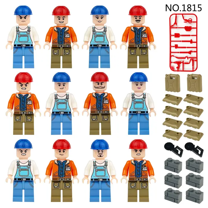 M8123 travailleurs de la construction, ingénieurs urbains, enfants et enfants assemble petits jouets