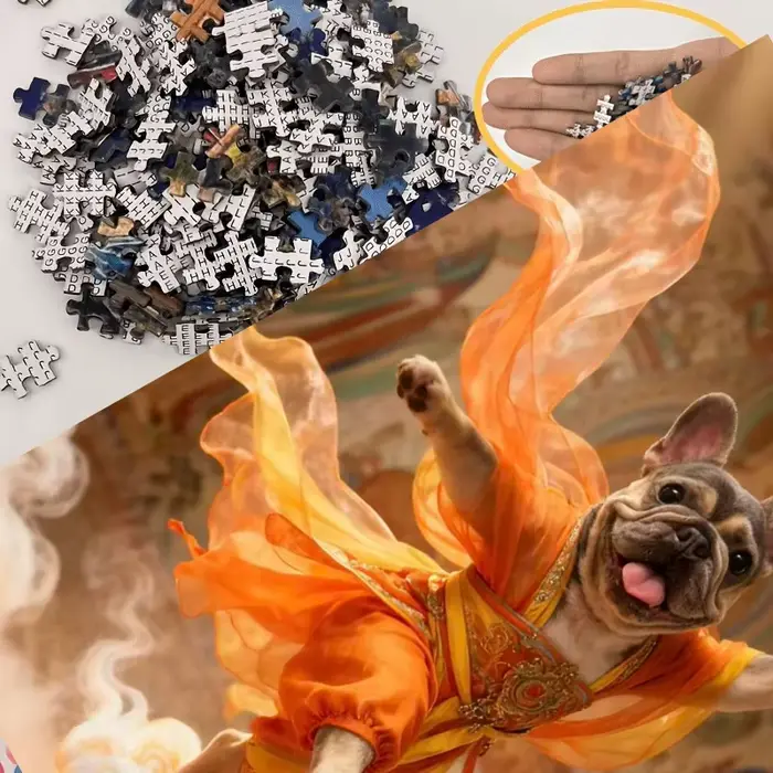 Puzzle pour adultes de 500 pièces motif chiot dansant taille 15x10 pouces boîte de rangement et affiche A4 cadeau de Noël occassions spéciales