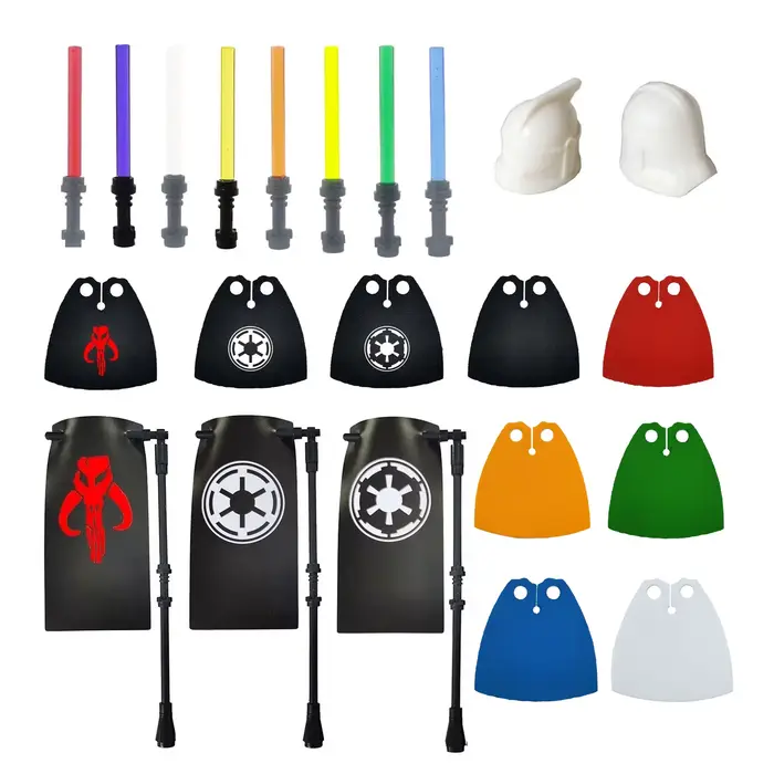 Pièces de brique couvre-chef Clone soldat Cape sabre laser drapeau trous de casque plaine pièce classique bloc de constr
