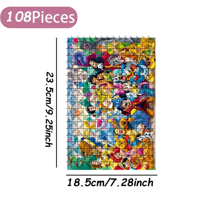 Puzzle en bois Blanche-Neige, Alice, Mickey, Minnie, 108/200/300/500/1000 pièces, cadeau de haute qu