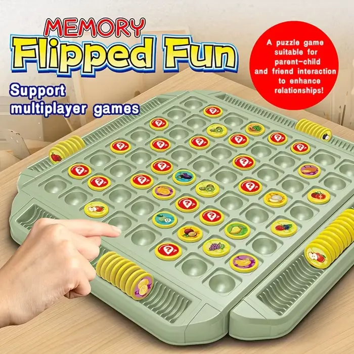 Jeu de société interactif de mémoire pour 4 joueurs - Puzzle coulissant coloré de fruits et d'animaux pour le plaisir