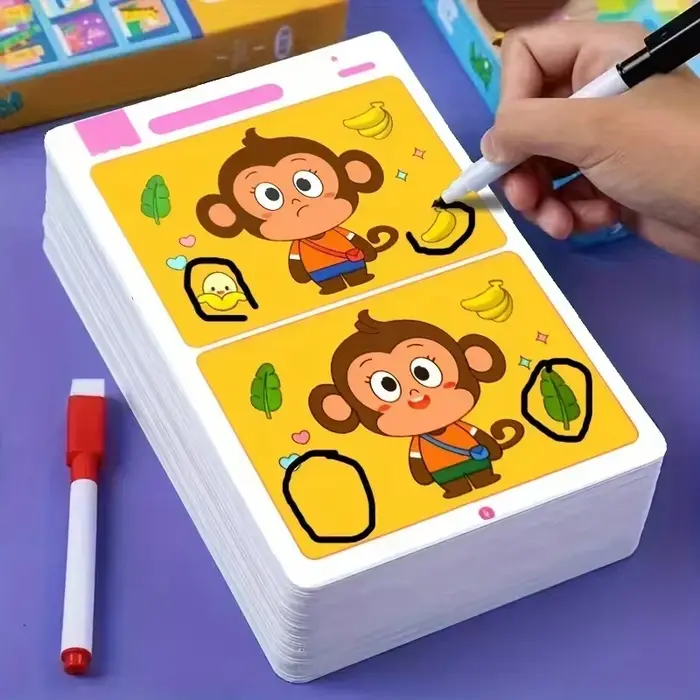 Les enfants trouvent différents livres de jeux, cartes d'entraînement à la concentration et au raisonnement, des puzzles éducatifs, des cadeaux éducatifs, qui peuvent être effacés à plusieurs reprises