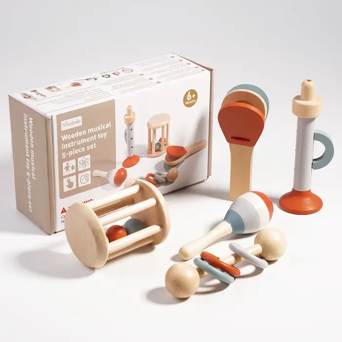 Instrument de musique en bois pour bébé, jouet, cloche à main, hochet pour tout-petits, développemen