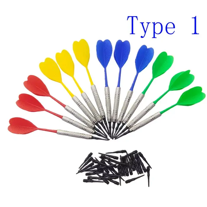 Ensemble de fléchettes électroniques en plastique, 12 pièces, avec 36 pièces de remplacement de tête de fléchette, pour planches électroniques, jeu de fléchettes sécuritaire pour enfants et adultes, blanc et jaune