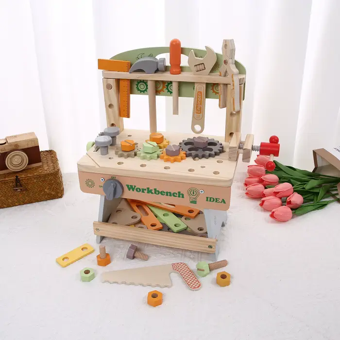 Banc à outils en bois, Simulation de bricolage multifonctionnel pour enfants