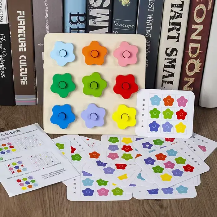 Jeu de découverte de fleurs en bois Border pour enfants, éducation précoce, document, héros, pensée 