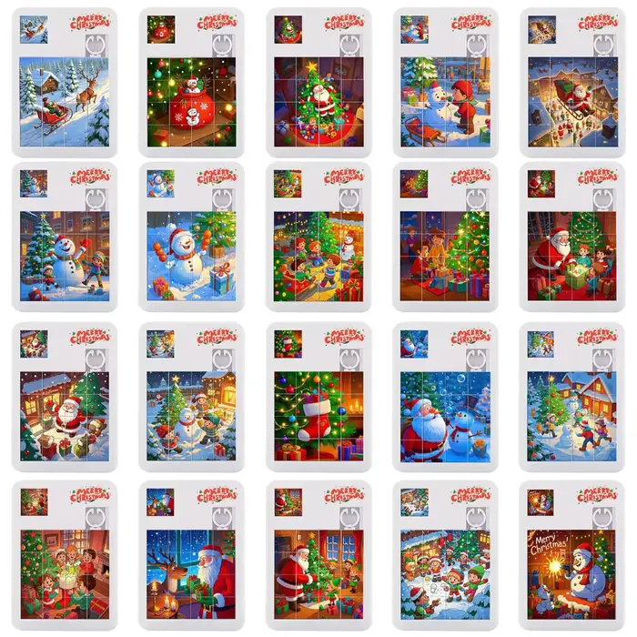 Puzzle de 16 grilles de dessin animé de noël, 6/12/18 pièces, pour fête de noël, nouvel an, Festival
