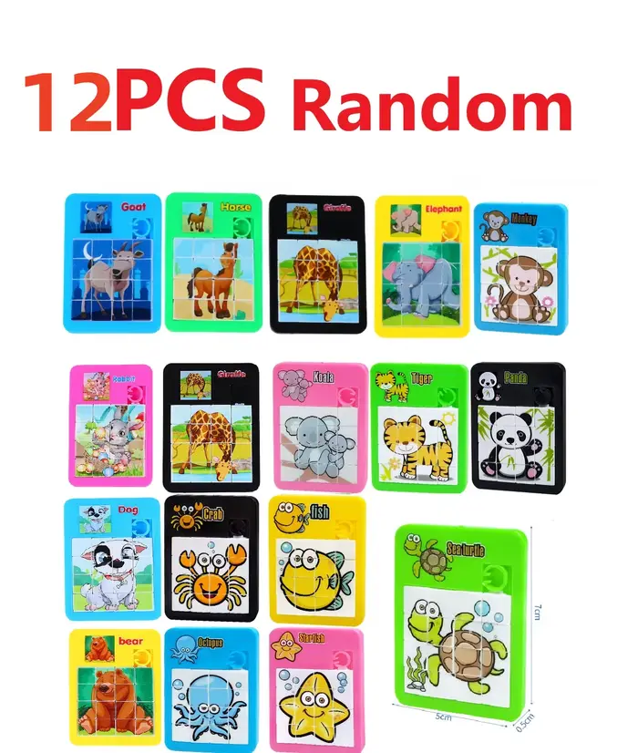 12/24 pièces Puzzle mobile coulissant éducation précoce Animal enfants Puzzle jouet école maternelle