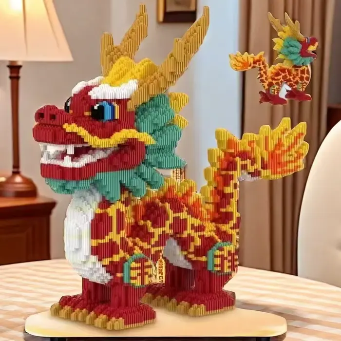 Ensemble de blocs de construction Dragon Auspicieux de 11267 pièces - Puzzle 3D éducatif, adapté à l