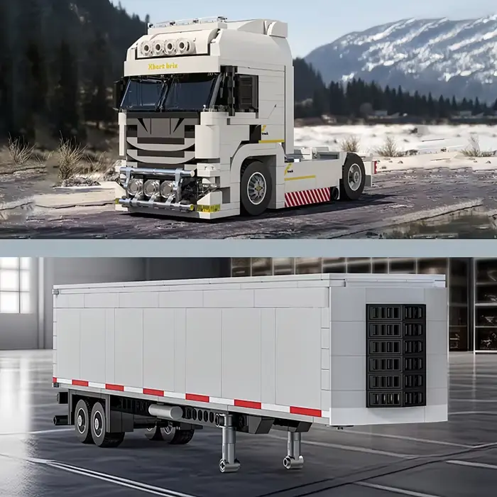 Camion porte-conteneurs européen KNEW BUILT modèle de construction éducative pour enfants occasion spéciale cadeau pour garçons blocs autobloquantes jouet de transport STEM
